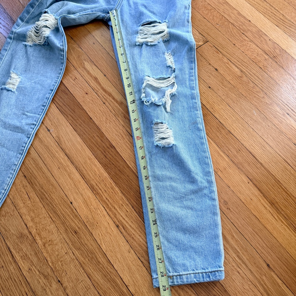 12th Tribe “Runaway Girl” Distressed Denim Overalls Light Wash Size Small - Picture 6 of 8